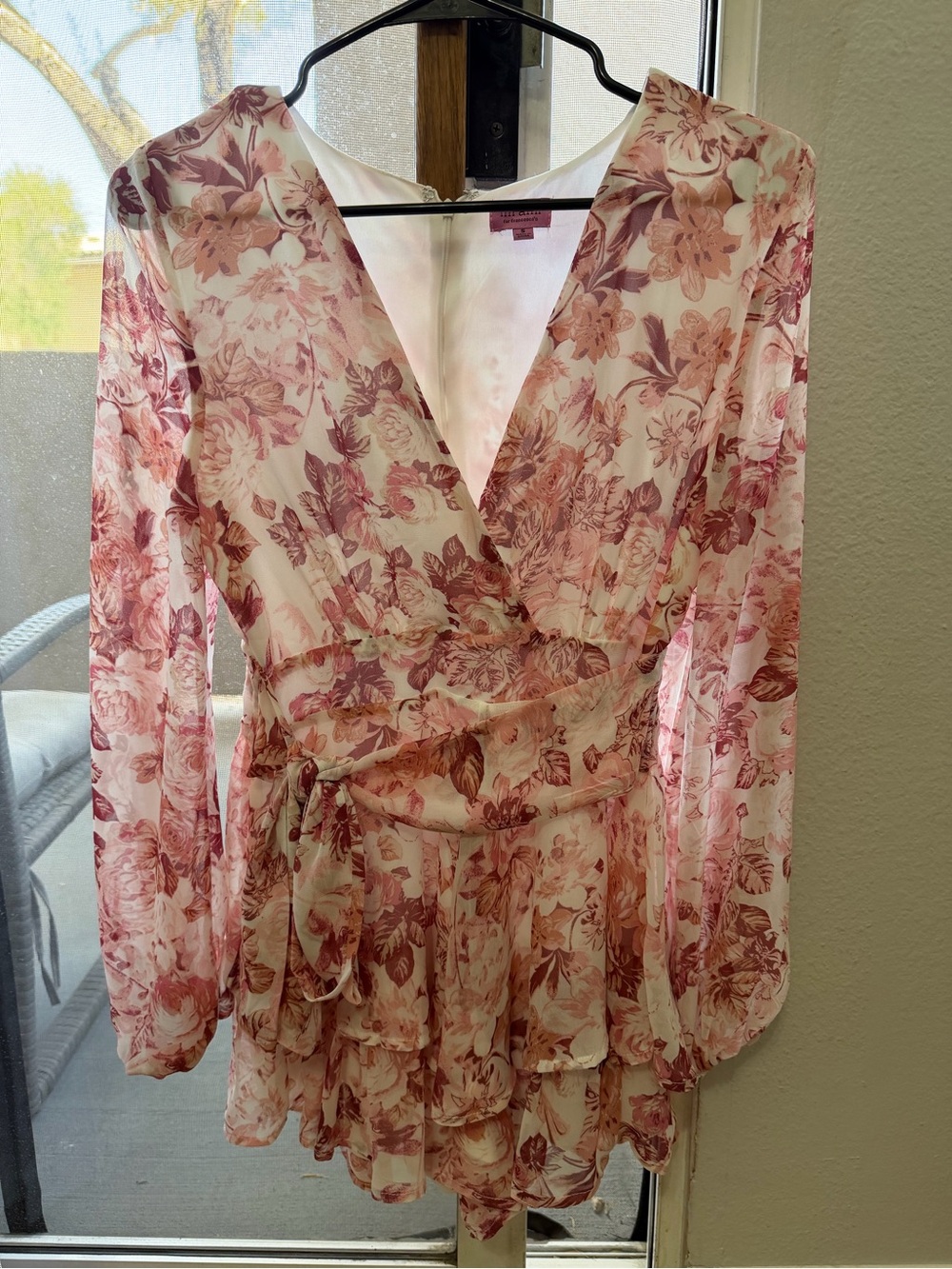 mi ami Red & White Floral Wrap Dress with Tie Waist